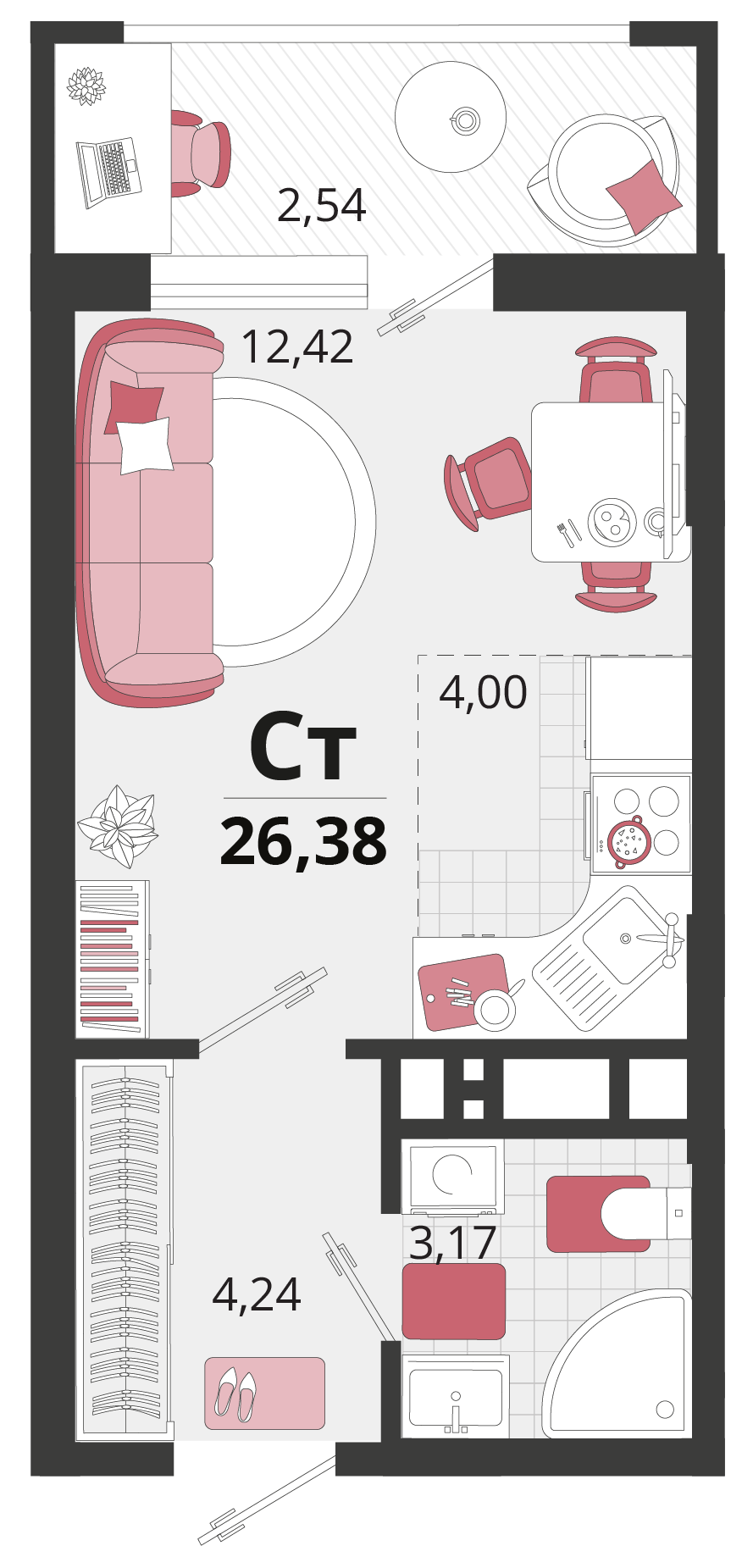 Планировка: Лот · 26,38 м²