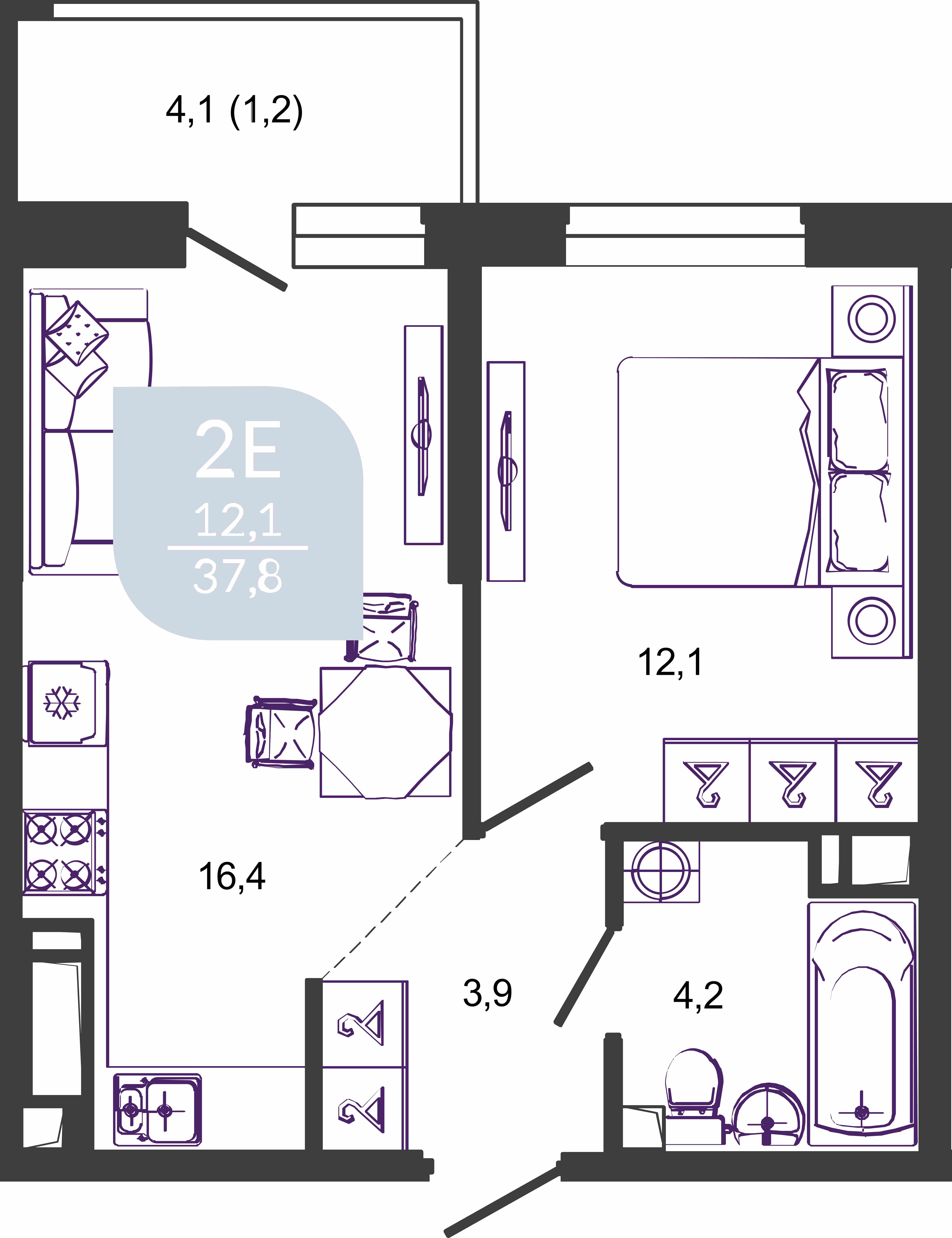Планировка: Лот · 37,8 м²