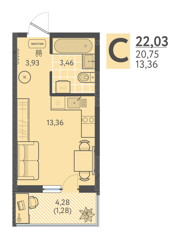 Планировка: Лот · 21,5 м²
