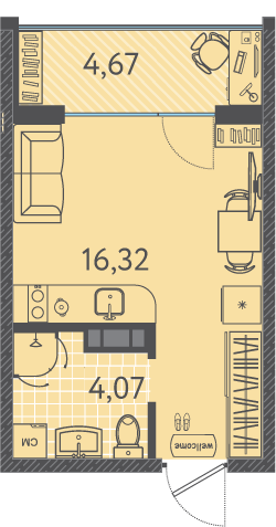 Планировка: Лот · 22,45 м²