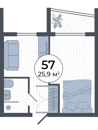 Планировка: Студия · 25,9 м²
