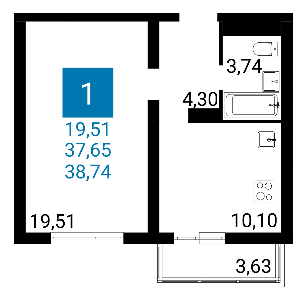 Планировка: Лот · 37,65 м²