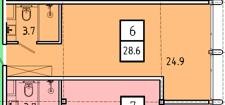 Планировка: Апартаменты · 28,6 м²