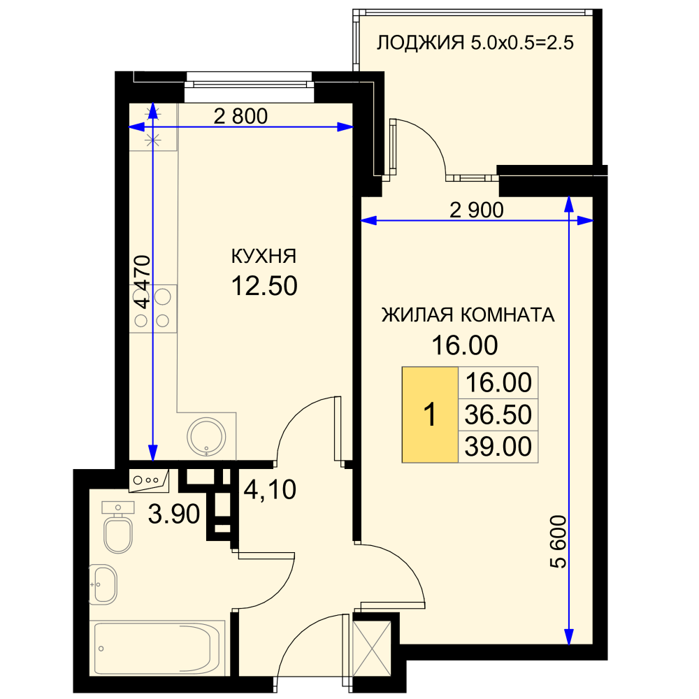Планировка: Лот · 39 м²