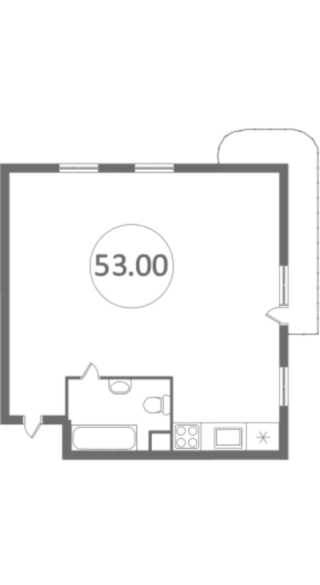 Планировка: 2-комнатная · 53 м²