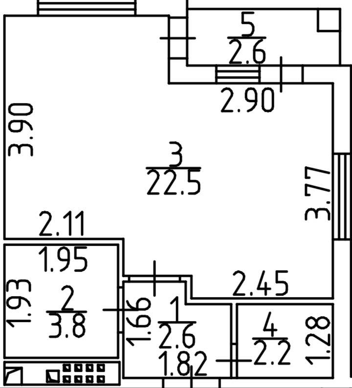 Планировка: 1-комнатная · 33,7 м²