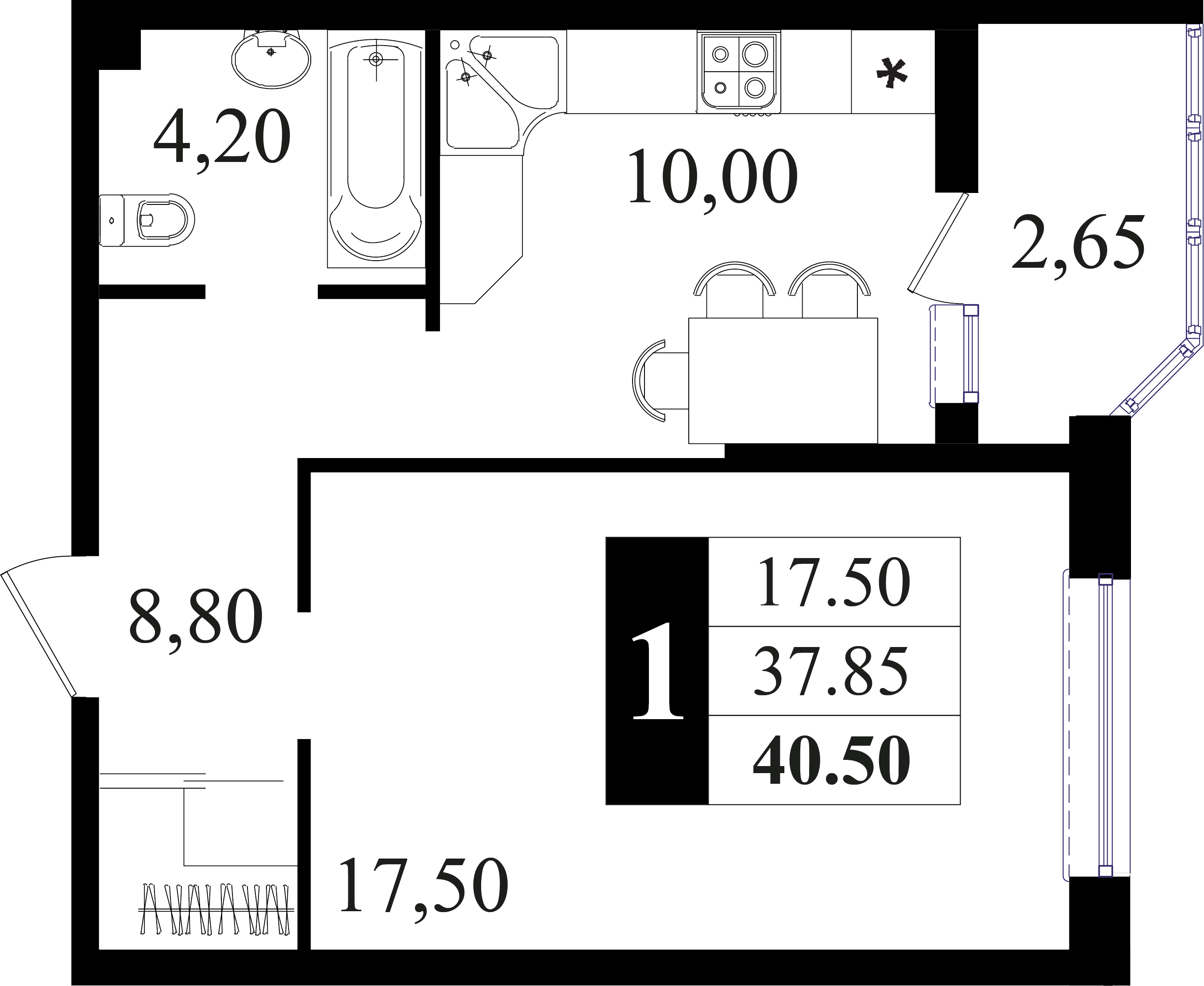 Планировка: Лот · 40,5 м²