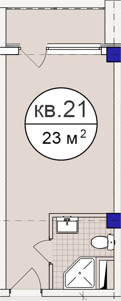 Планировка: Апартаменты · 23 м²