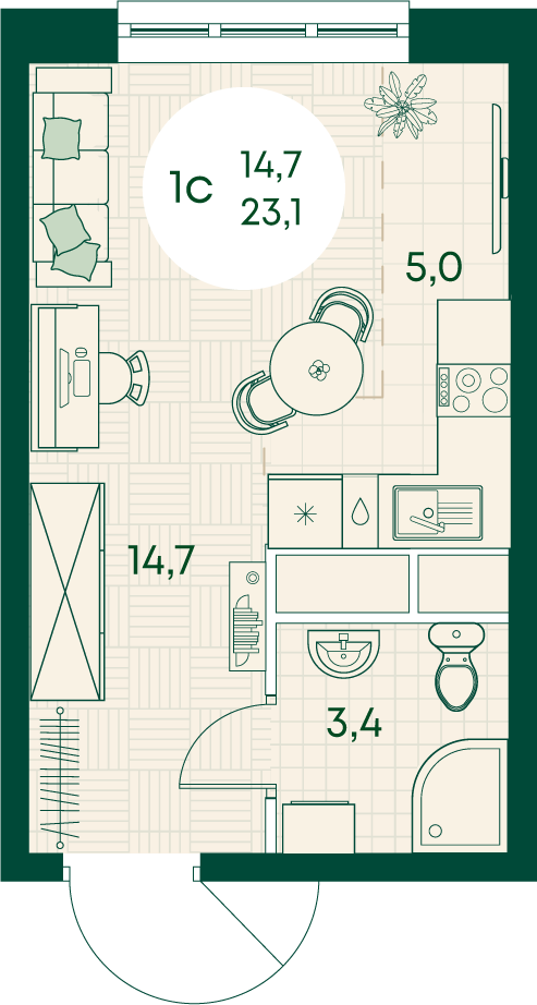 Планировка: Лот · 23,1 м²
