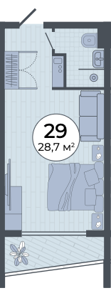 Планировка: Студия · 28,7 м²