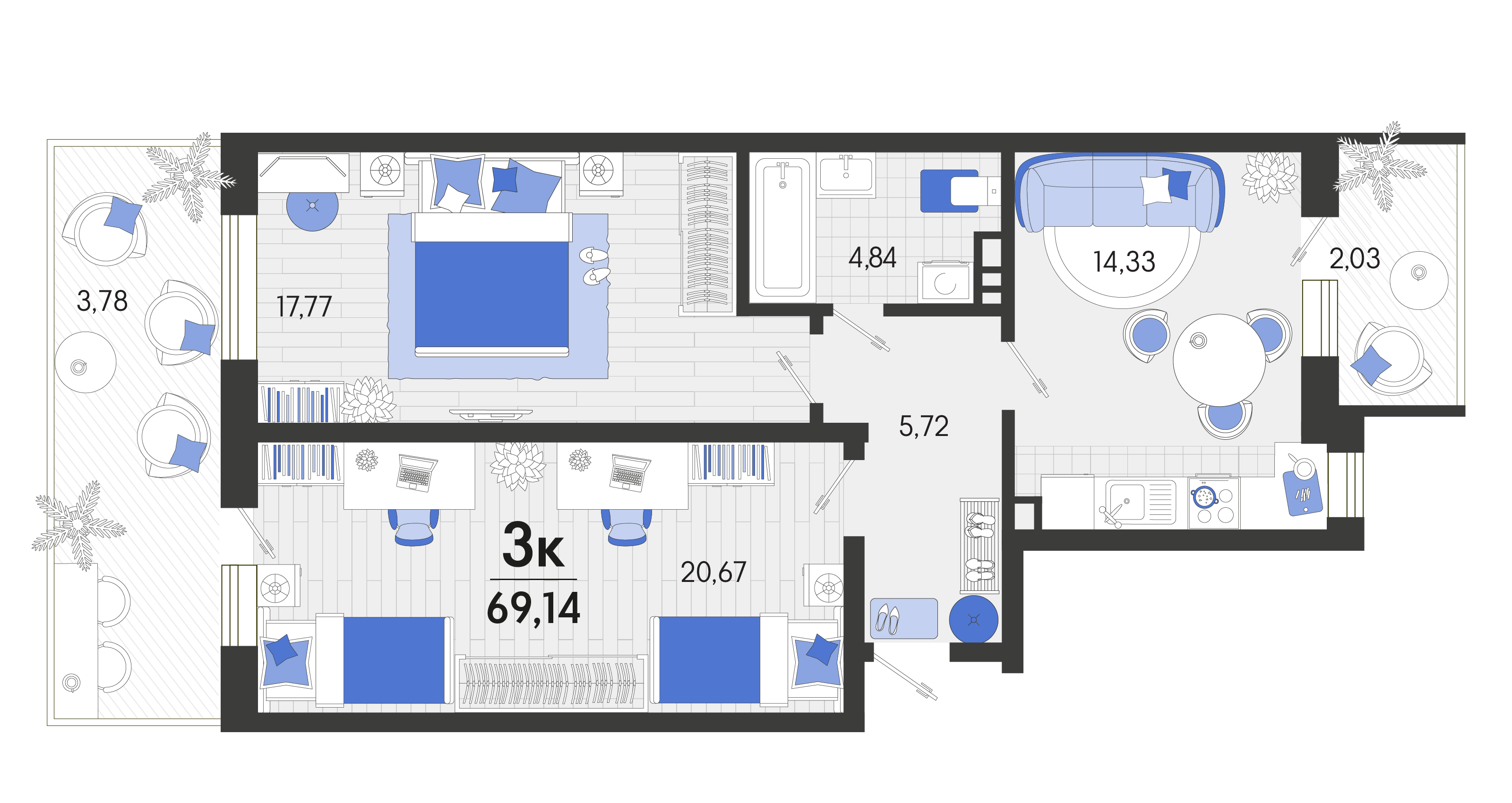 Планировка: Лот · 69,54 м²