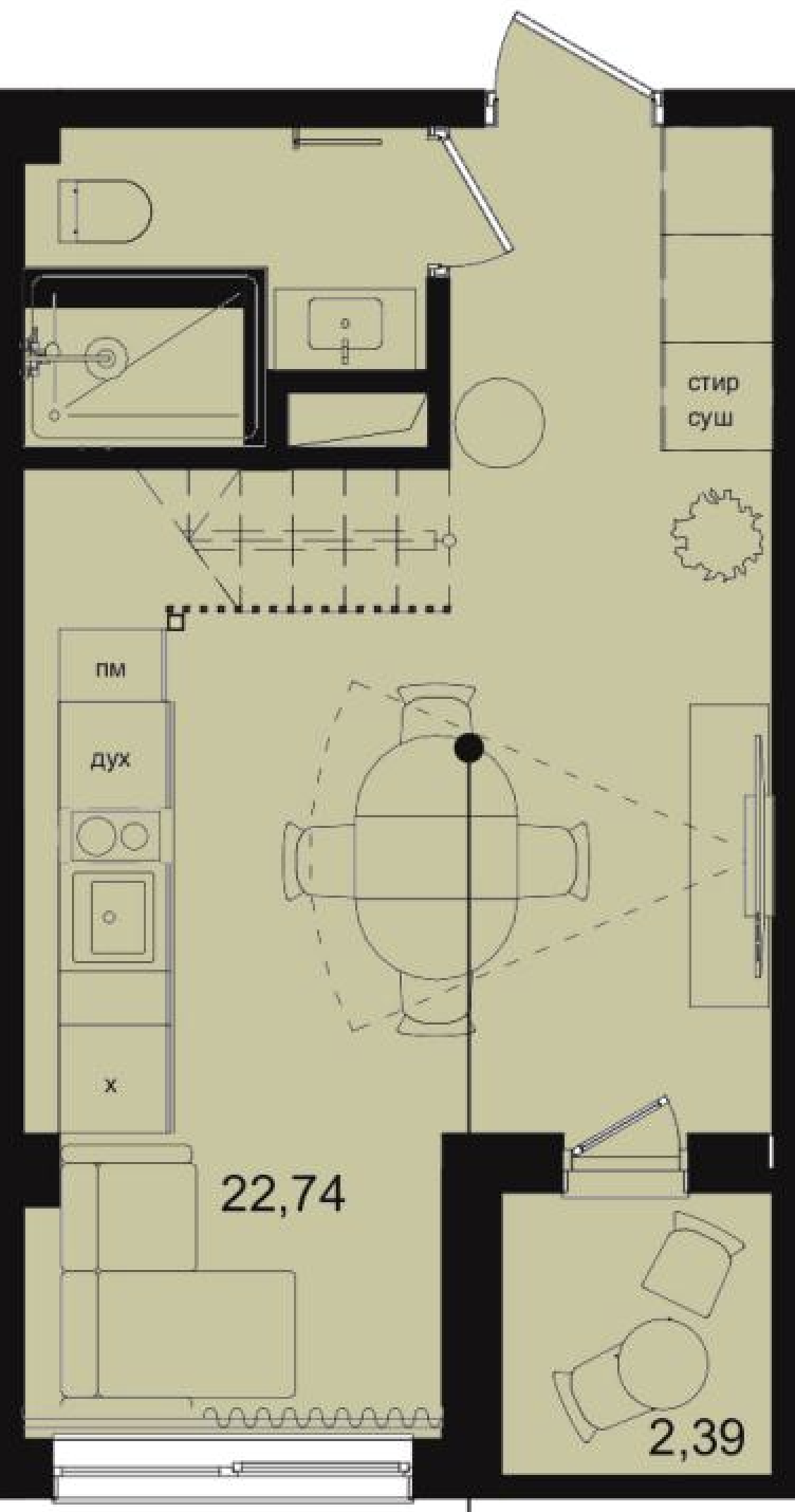 Планировка: 2-комнатная · 53,8 м²
