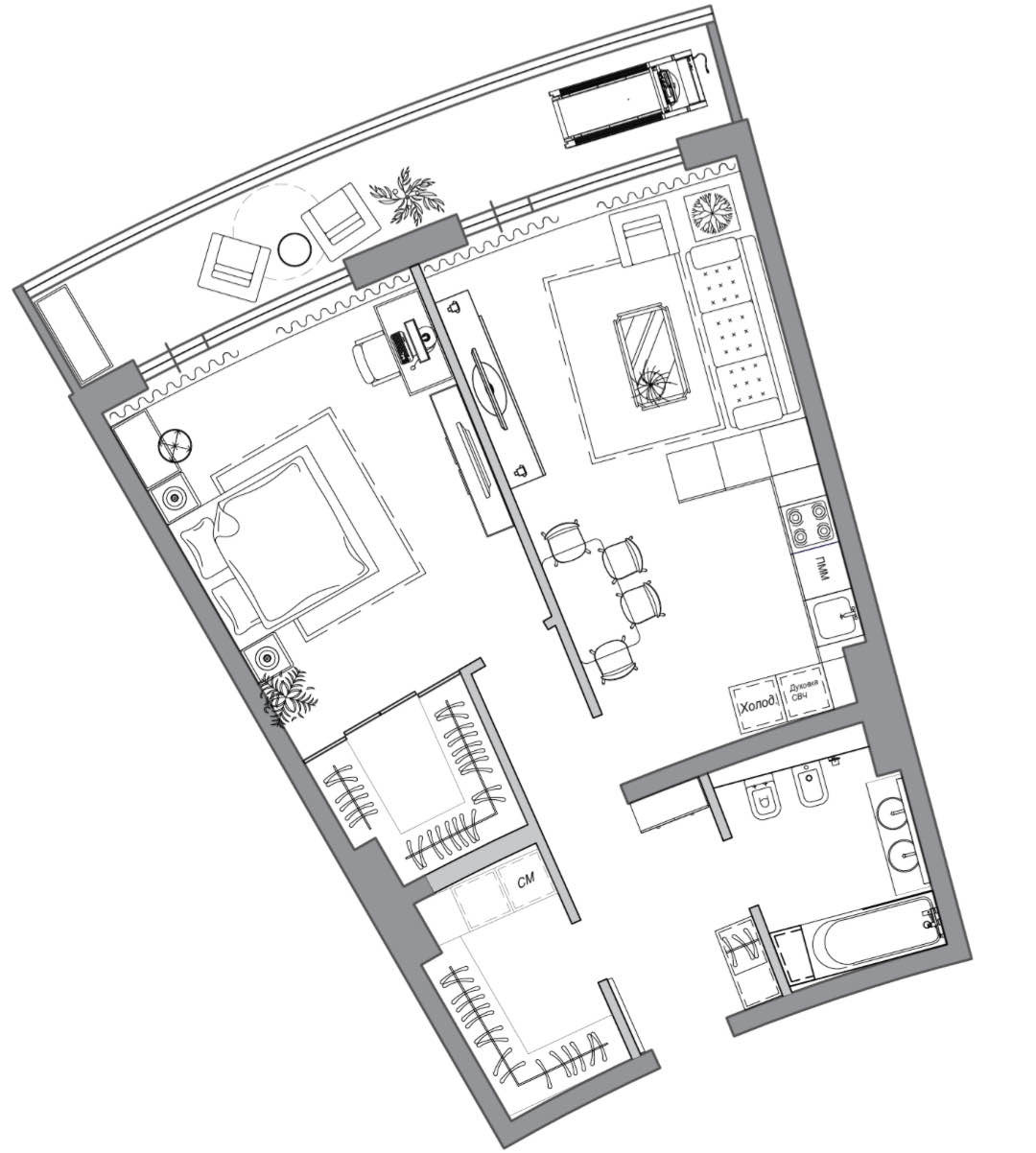 Планировка: Апартаменты · 84,4 м²