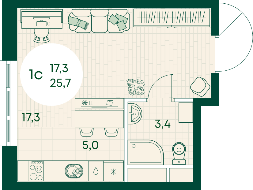 Планировка: Лот · 25,7 м²