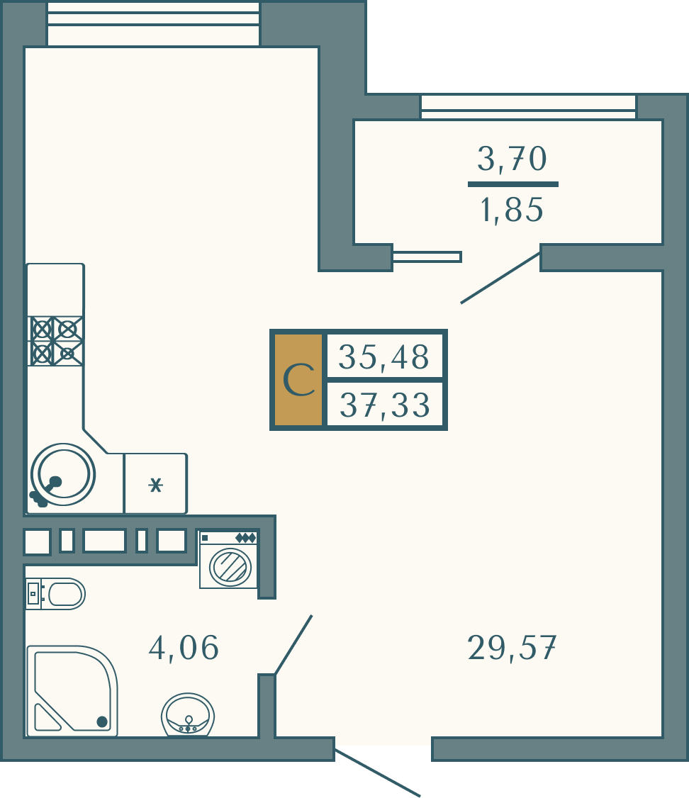 Планировка: Лот · 37,33 м²