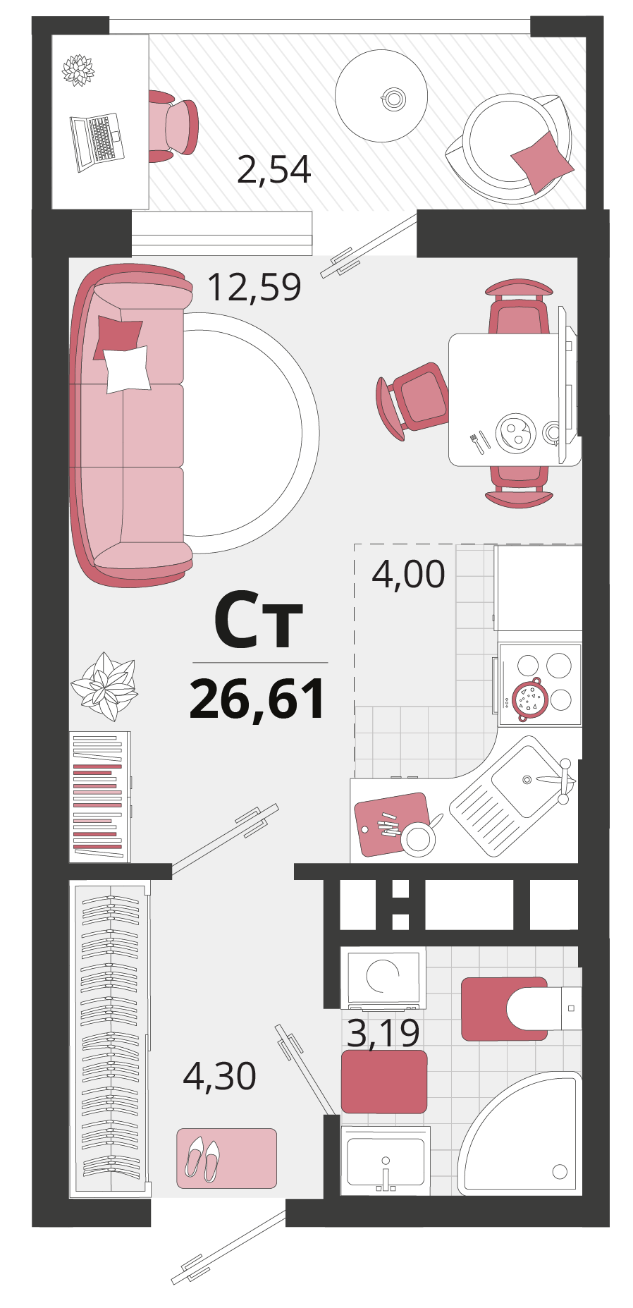 Планировка: Лот · 26,61 м²