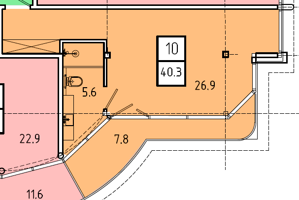 Планировка: Апартаменты · 40,3 м²