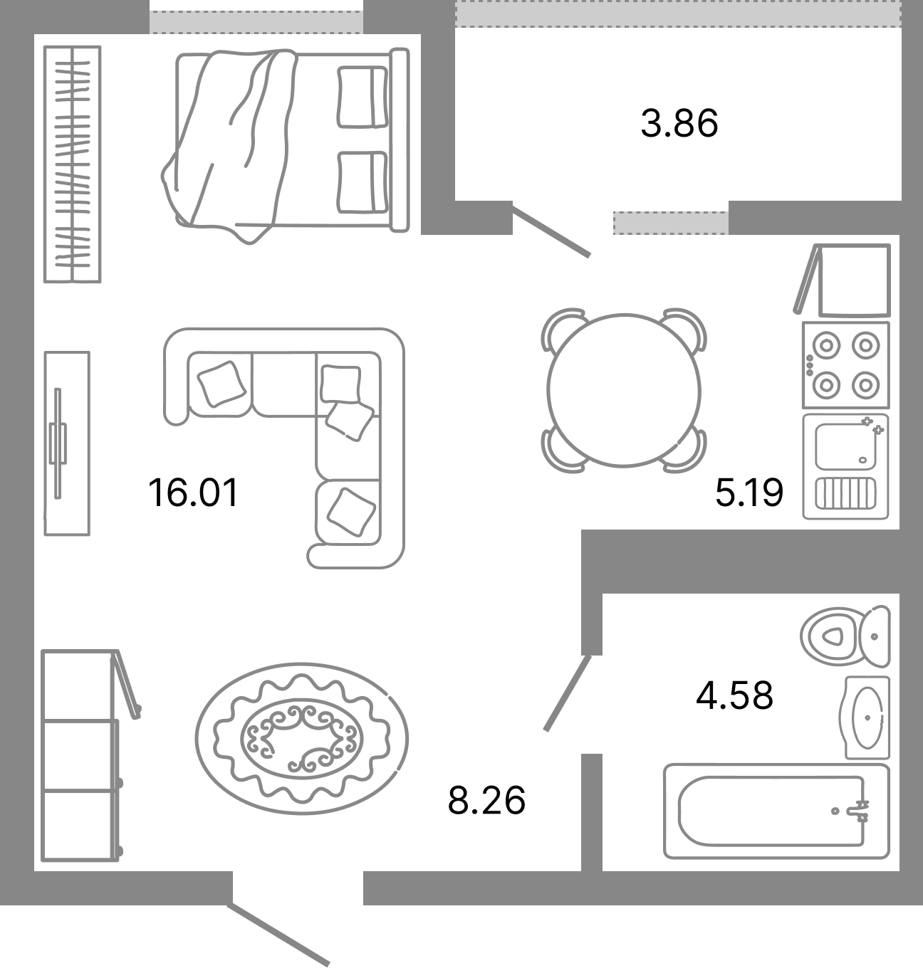 Планировка: Студия · 35,97 м²