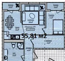 Планировка: 3-комнатная · 55,52 м²
