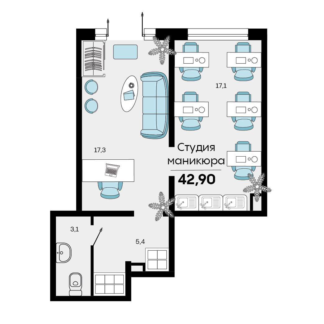 Планировка: Лот · 43,7 м²