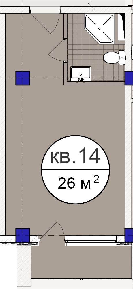 Планировка: Апартаменты · 26 м²