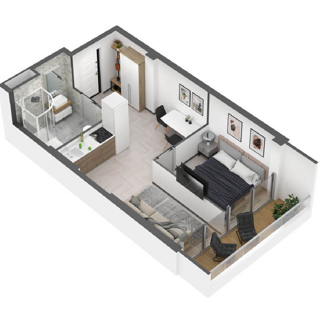 Планировка: 1-комнатная · 36,3 м²