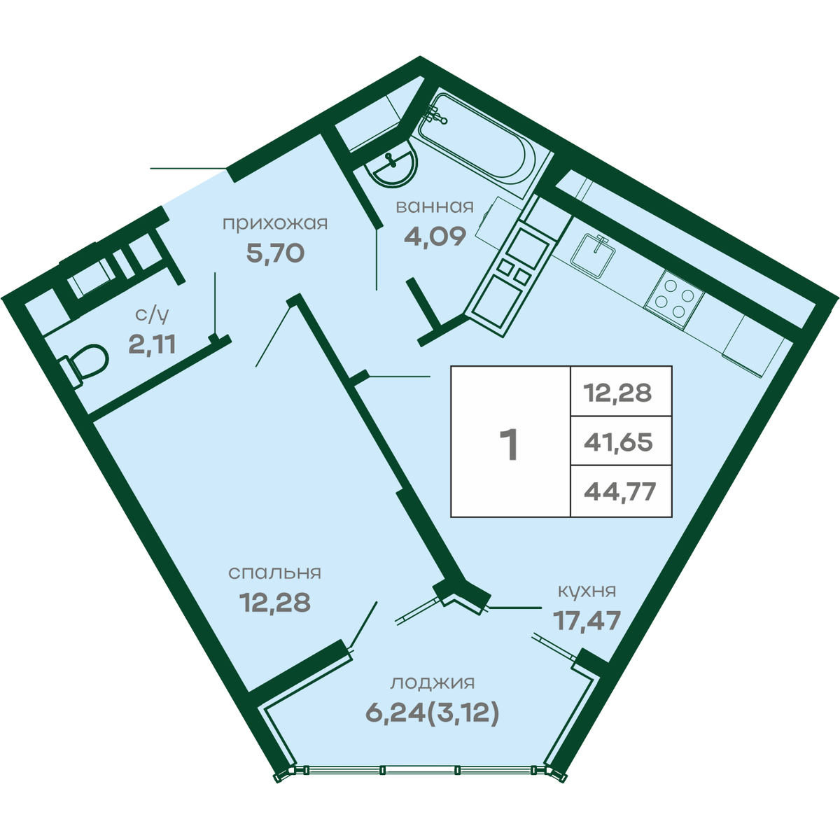 Планировка: Лот · 44,77 м²