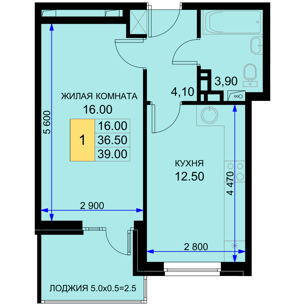 Планировка: Лот · 39 м²