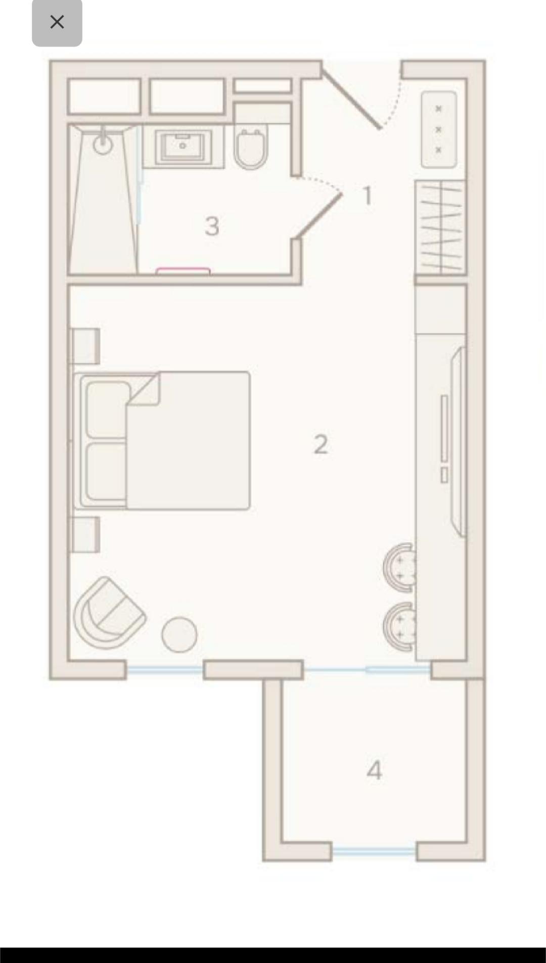Планировка: Студия · 36,7 м²