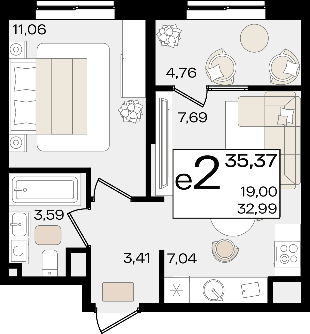 Планировка: Лот · 35,37 м²