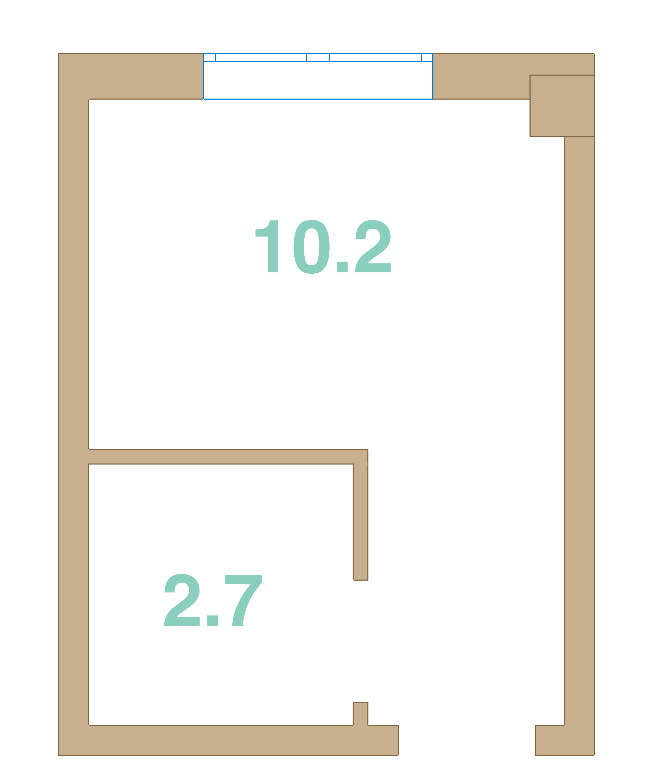 Планировка: 1-комнатная · 12,9 м²