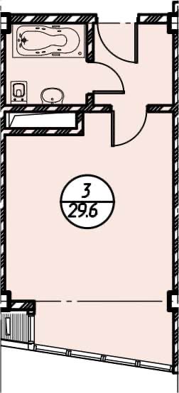 Планировка: Апартаменты · 29,6 м²