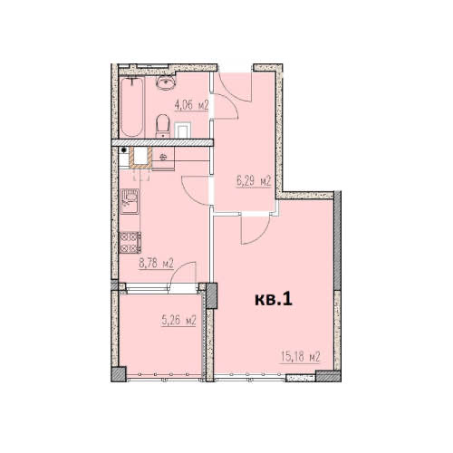 Планировка: 1-комнатная · 38,5 м²