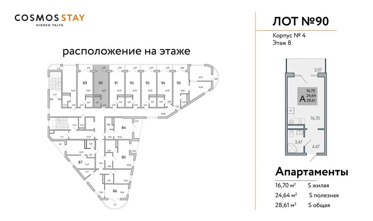 Планировка: 1-комнатная · 28,61 м²