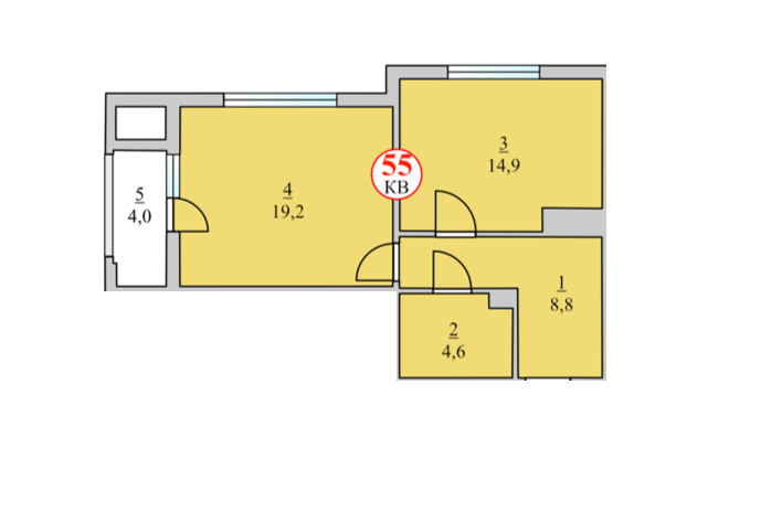 Планировка: 2-комнатная · 51,5 м²