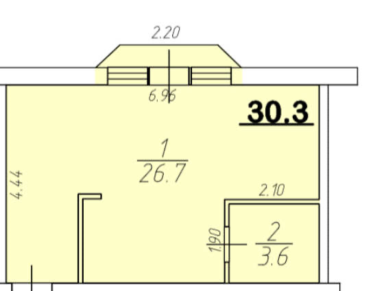 Планировка: Апартаменты · 30,3 м²