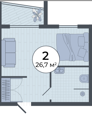 Планировка: Студия · 26,7 м²