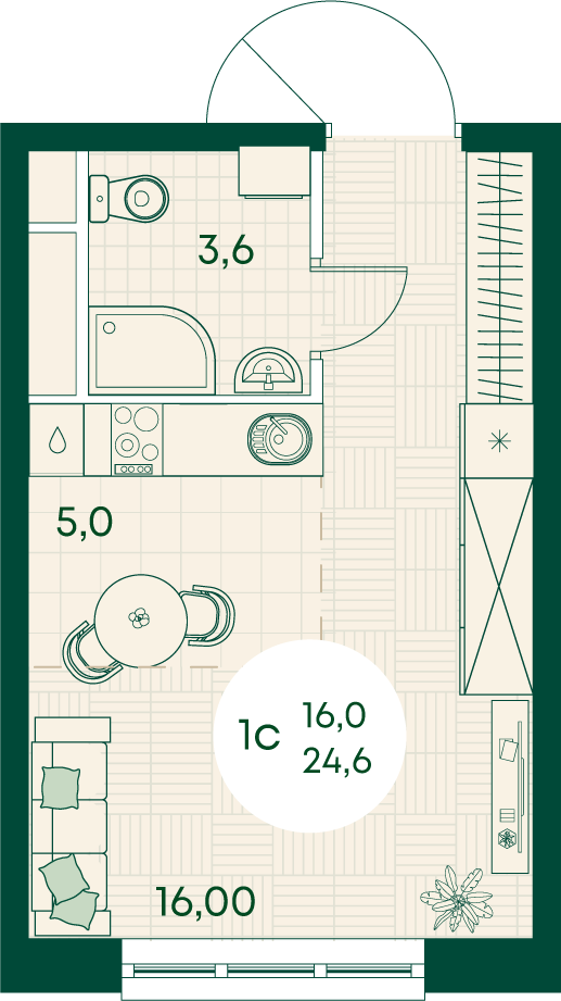 Планировка: Лот · 24,6 м²