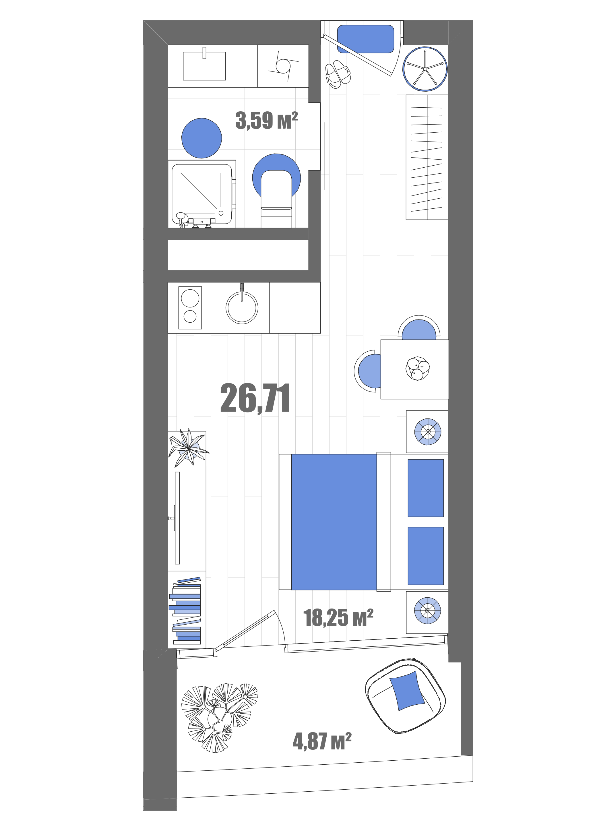 Планировка: Студия · 26,71 м²