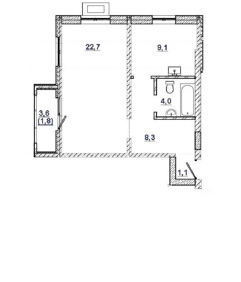 Планировка: 1-комнатная · 47,1 м²