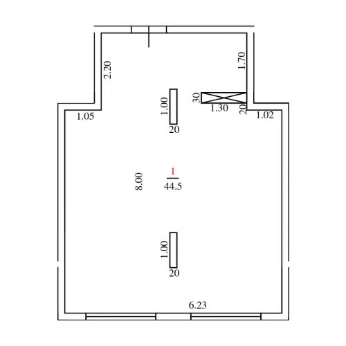 Планировка: Лот · 44,5 м²