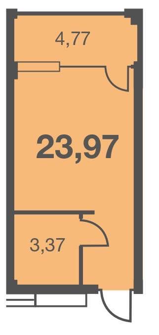 Планировка: Студия · 23,97 м²