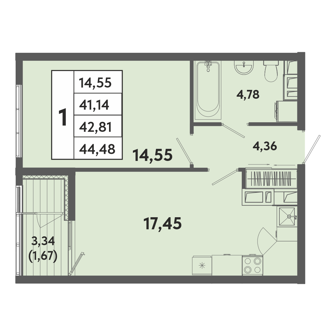 Планировка: Лот · 42,81 м²