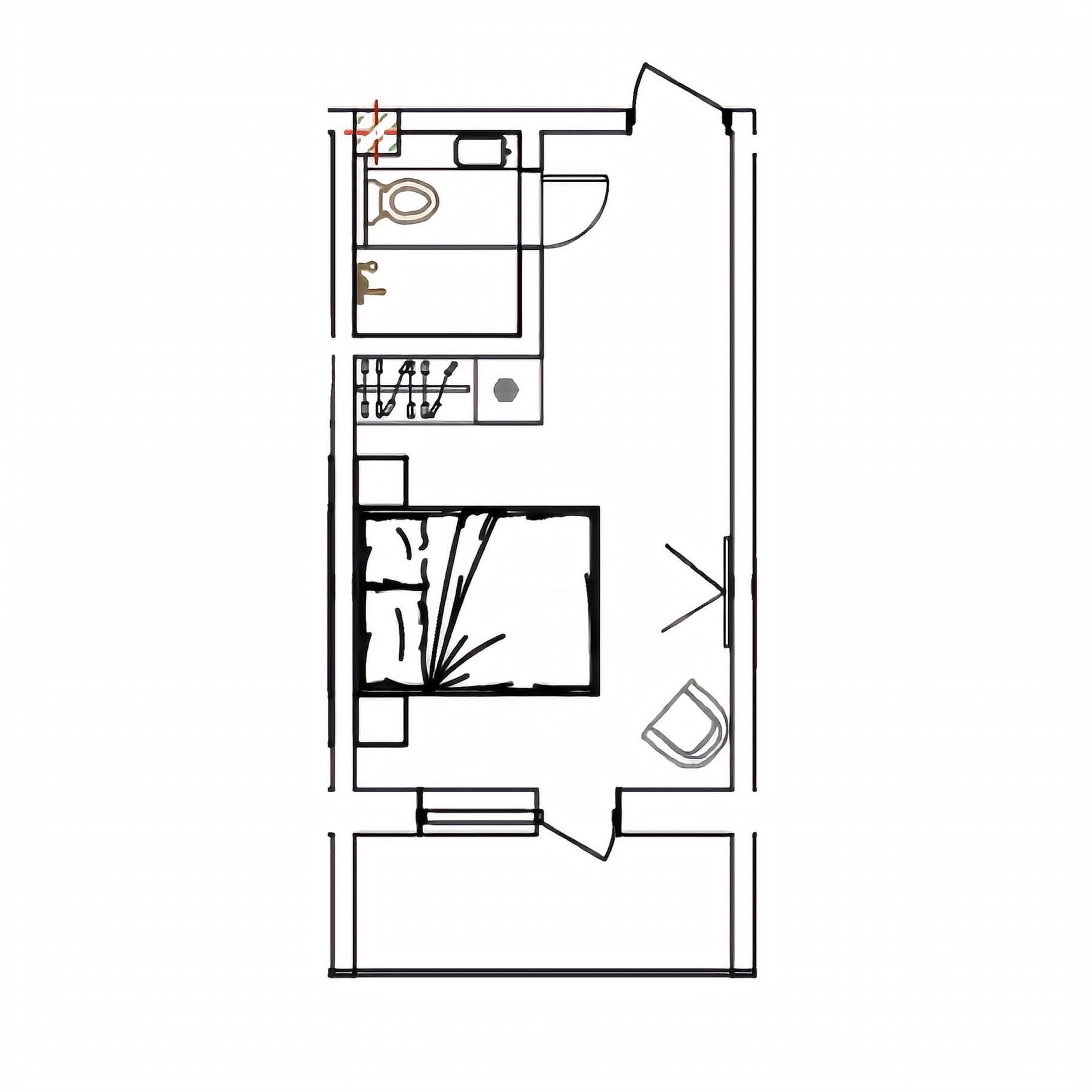 Планировка: Апартаменты · 22,8 м²