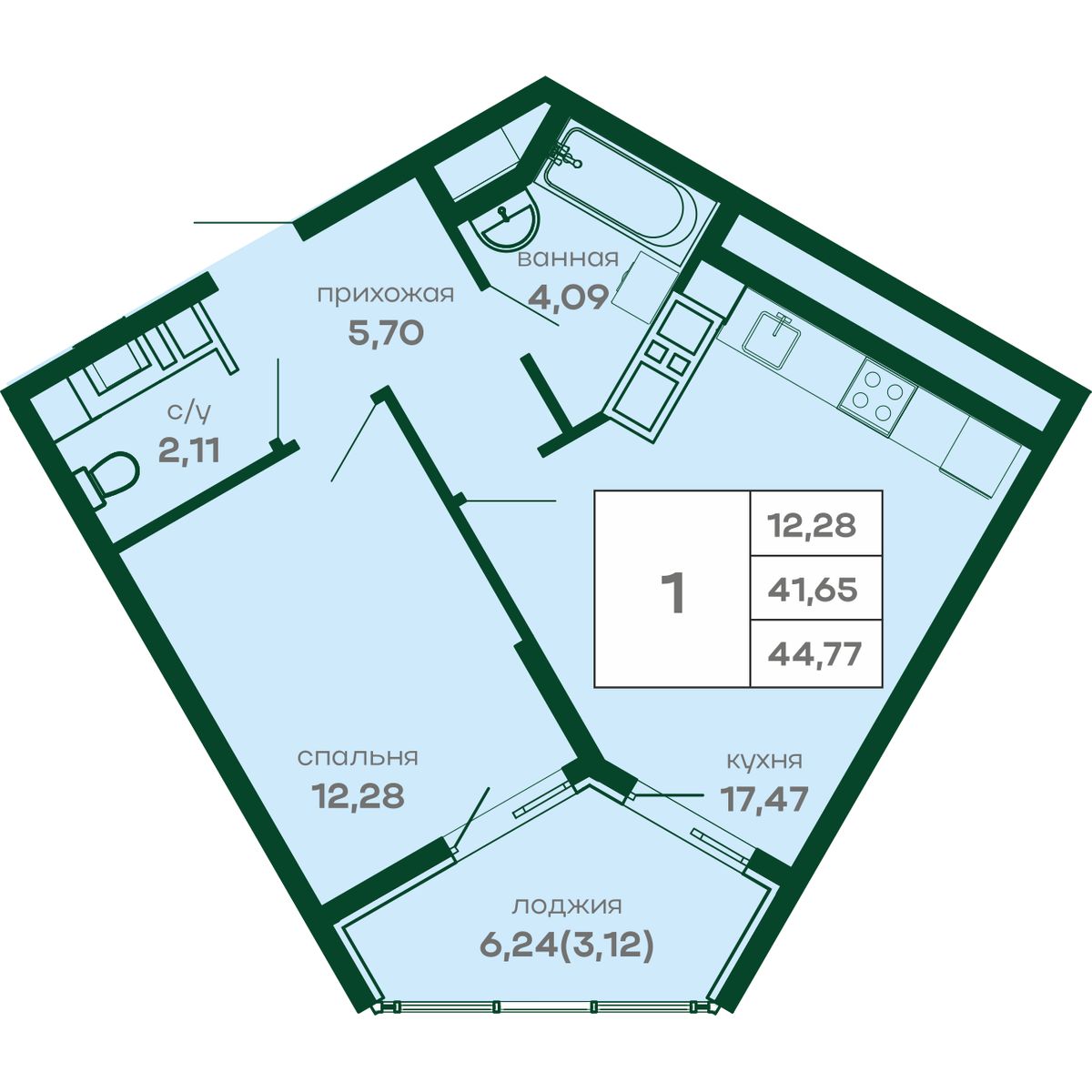 Планировка: Лот · 44,77 м²