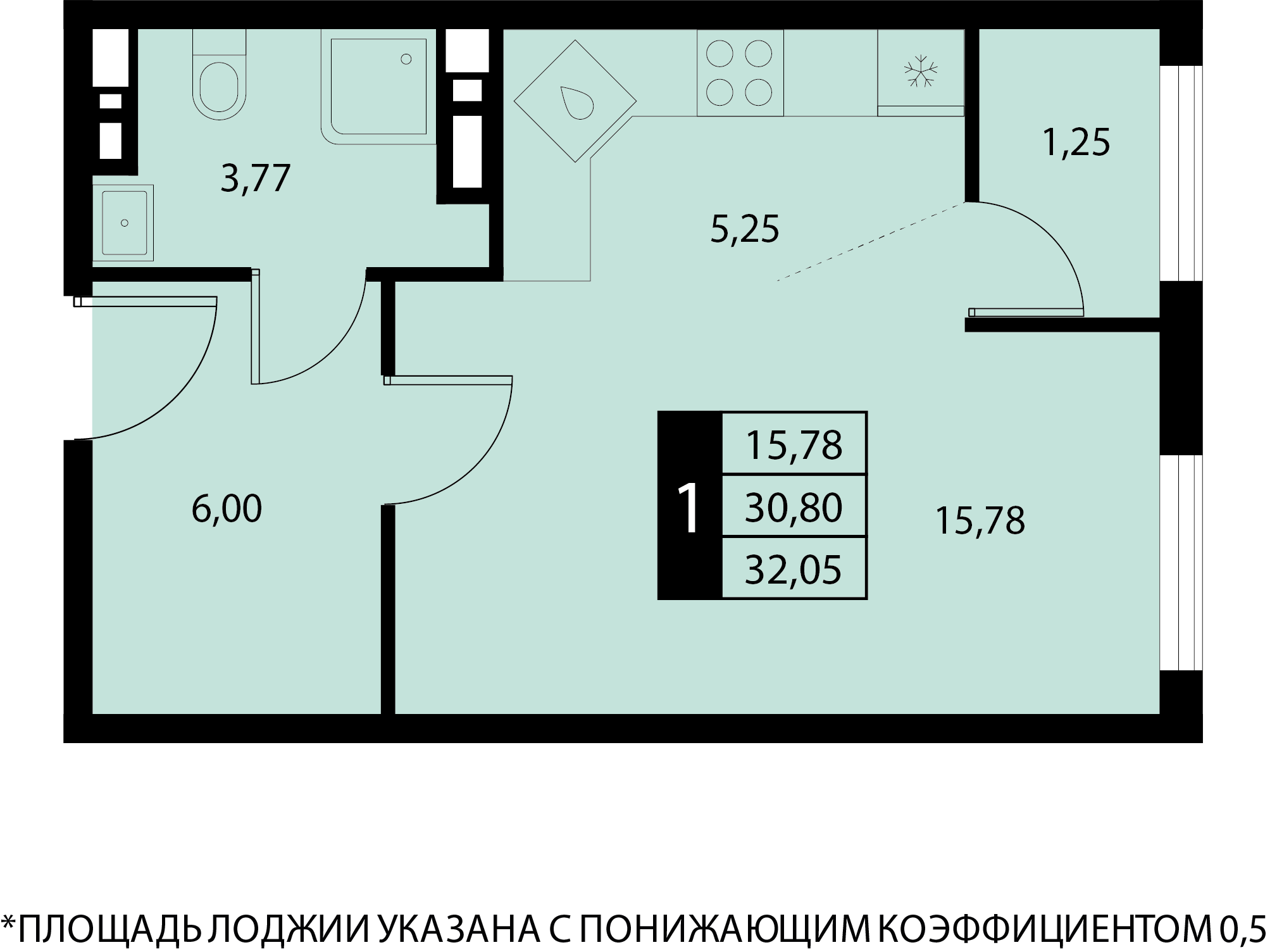 Планировка: Лот · 32,05 м²