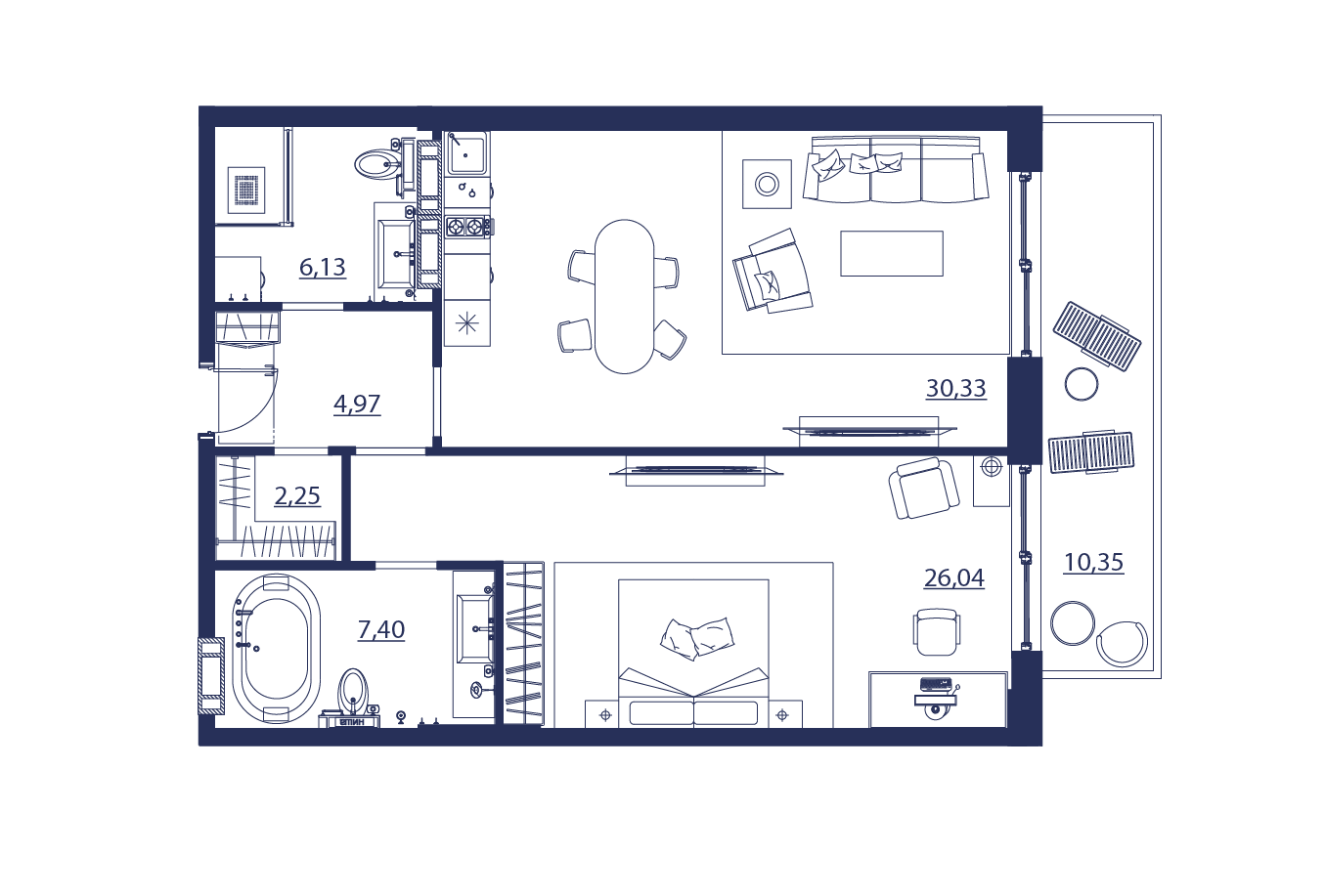 Планировка: Апартаменты · 87,2 м²