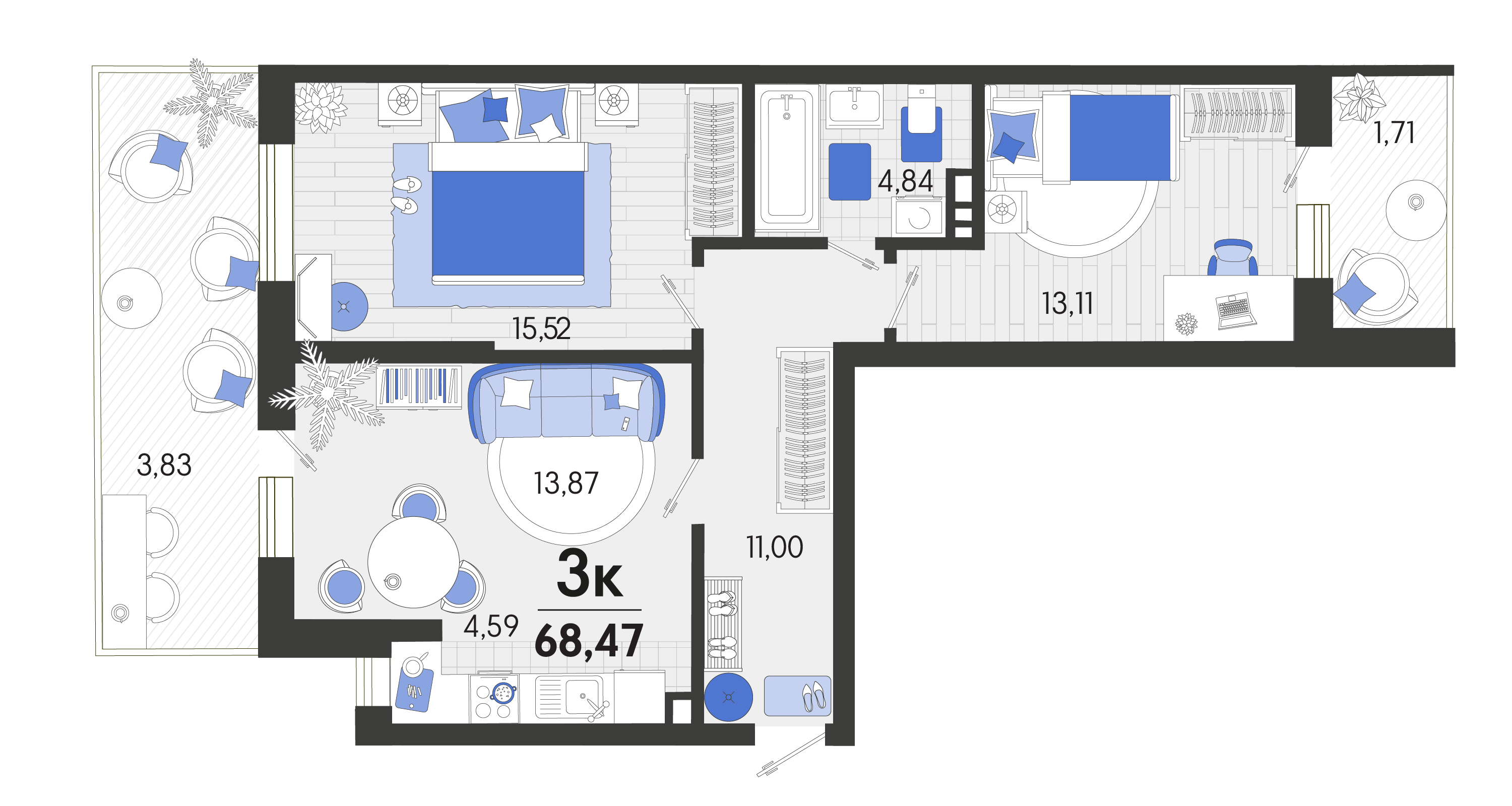 Планировка: Лот · 68,47 м²