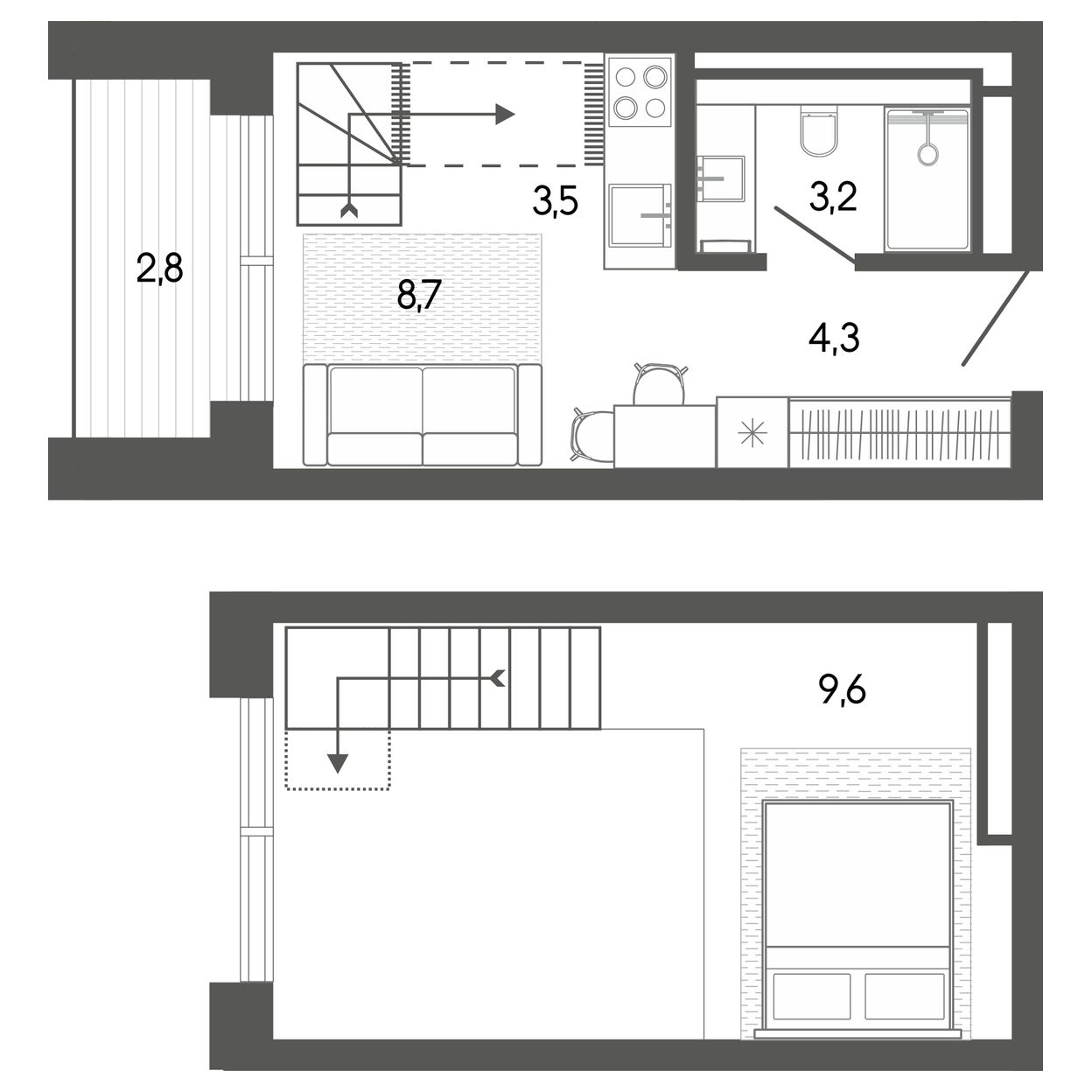 Планировка: Апартаменты · 32,35 м²