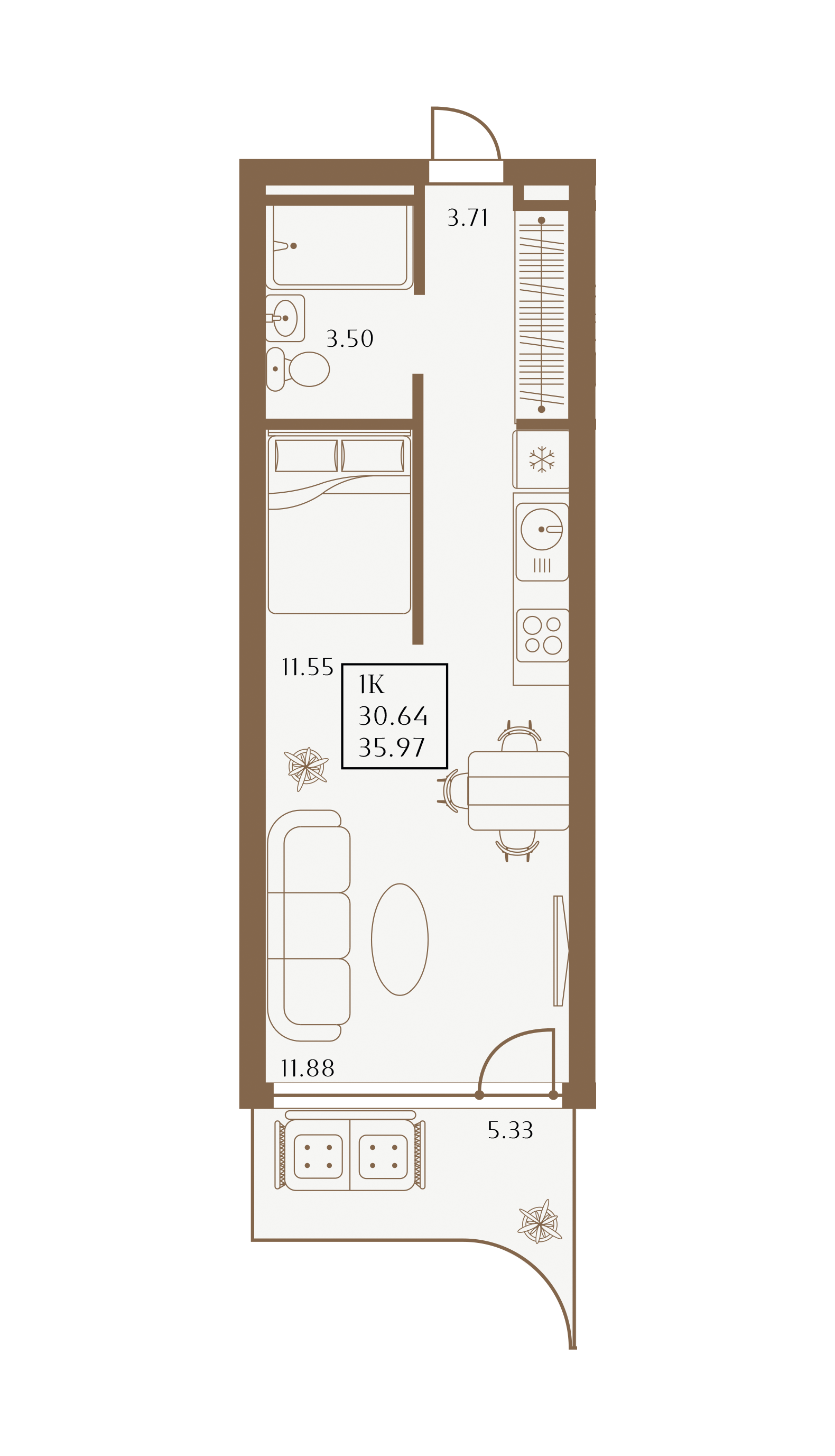 Планировка: Лот · 35,97 м²